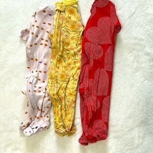 3 pack of Carter’s footie pjs with two way zip